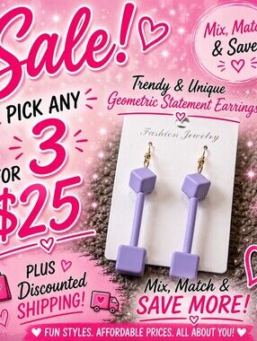 Purple Geometric Cube Drop Earrings Lavender Statement Dangle Modern Minimalist